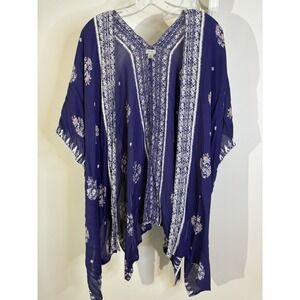 ECOTE Blue Floral Kimono Cover Up XS S Boho Urban Outfitters Festival